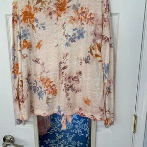 Sundance lightweight long sleeve pullover, pale peach, Size Small